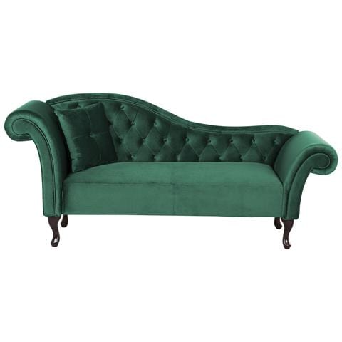 Chaise Longue Per Lato Sinistro In Velluto Verde Scuro Lattes - Foto 15