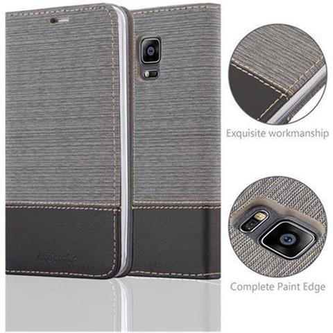 Custodia Compatibile Con Samsung Galaxy Note Edge In Grigio Nero - Coperchio Protettiva Con Chiusura Magnetica, Funzione Stand E Tasca Per Le Carte - Foto 2