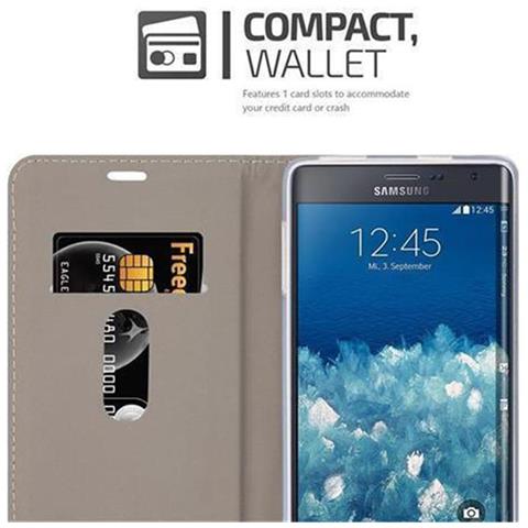 Custodia Compatibile Con Samsung Galaxy Note Edge In Grigio Nero - Coperchio Protettiva Con Chiusura Magnetica, Funzione Stand E Tasca Per Le Carte - Foto 6