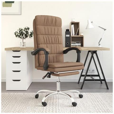 Poltrona da Ufficio Reclinabile Marrone in Tessuto - Foto 2