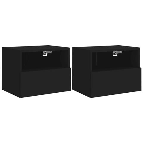 Mobili Tv A Parete 2pz Neri 40x30x30 Cm In Legno Multistrato - Foto 2
