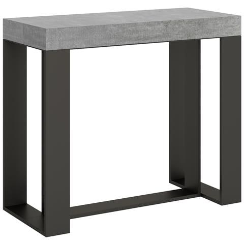 Consolle Allungabile 90x40/300 Cm Futura Telaio Antracite - Cemento - Foto 6