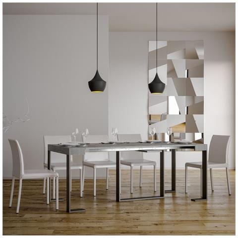 Consolle Allungabile 90x40/300 Cm Futura Telaio Antracite - Cemento - Foto 2