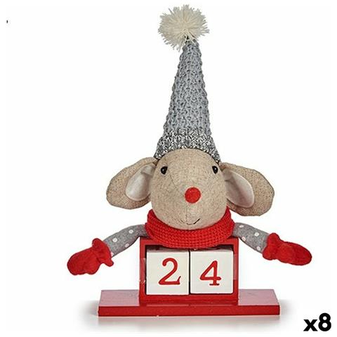 Statua Decorativa Mouse Calendario Rosso Grigio Legno 20 X 11 X 20 Cm (8 Unità) - Foto 1