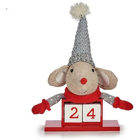 Statua Decorativa Mouse Calendario Rosso Grigio Legno 20 X 11 X 20 Cm (8 Unità) - Foto 2
