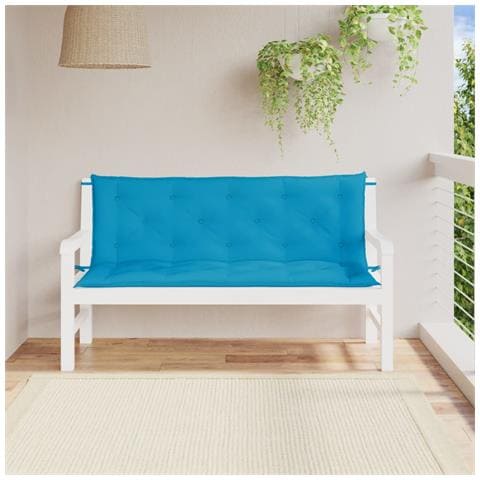 Cuscini Per Panca 2 Pz Azzurri 150x50x7 Cm In Tessuto Oxford - Foto 1