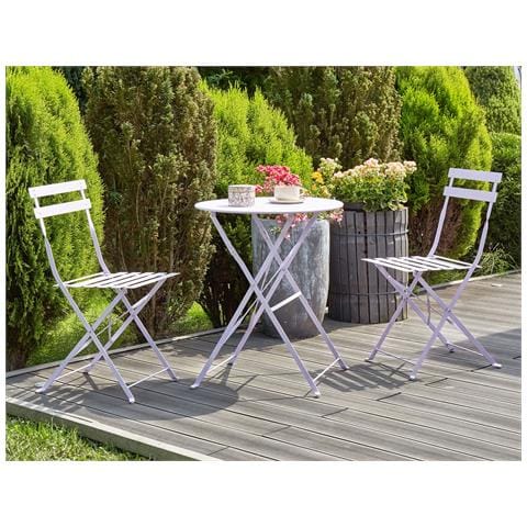 Set Bistrot Pieghevole Fiori Metallo Viola - Foto 1