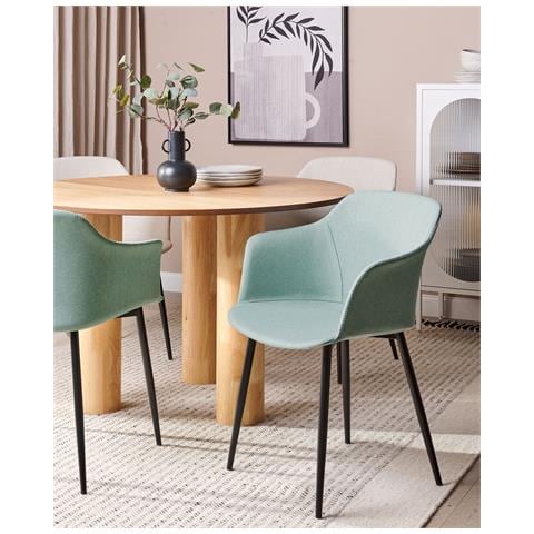 Set Di 2 Sedie Da Pranzo Tessuto Verde Menta Elim - Foto 1
