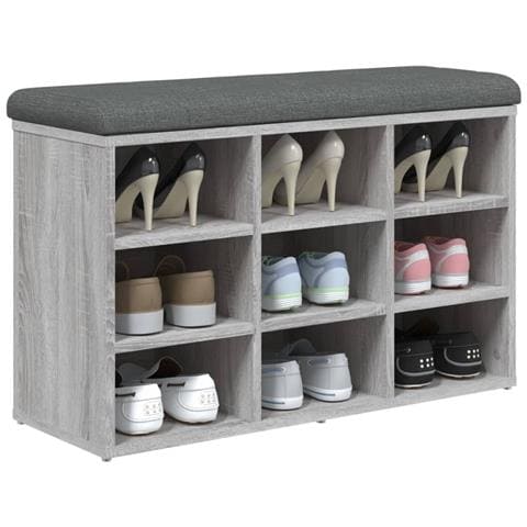 Panca Porta Scarpe Grigio Sonoma 82x32x50 Cm Legno Multistrato - Foto 3