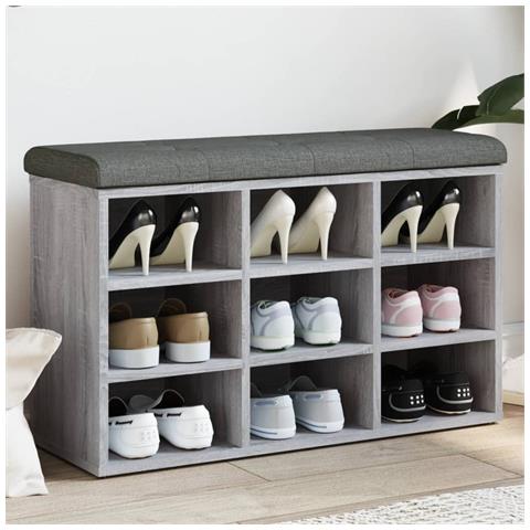 Panca Porta Scarpe Grigio Sonoma 82x32x50 Cm Legno Multistrato - Foto 1