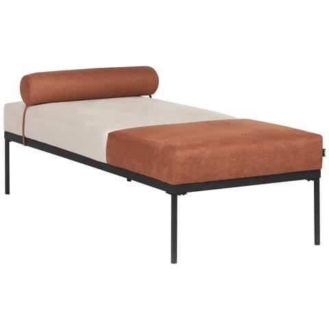 Chaise Longue Malmos Lino Sintetico Marrone Dorato - Foto 2