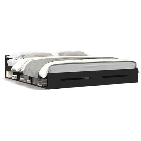 Giroletto Con Cassetti Nero 200x200 Cm In Legno Multistrato - Foto 2