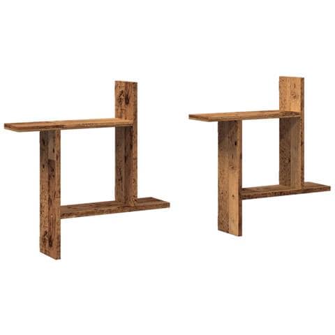 Mensole Da Parete 2pz Legno Vecchio 50x12x50 Cm In Truciolato - Foto 2