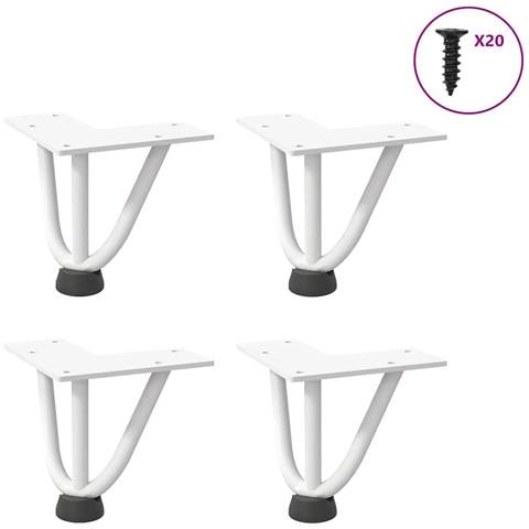 Gambe Per Tavolo A Forcina 4 Pz Bianco 10 Cm Acciaio Massiccio - Foto 1