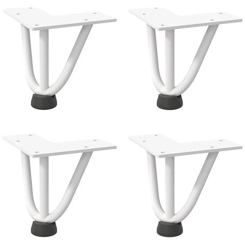 Gambe Per Tavolo A Forcina 4 Pz Bianco 10 Cm Acciaio Massiccio - Foto 2