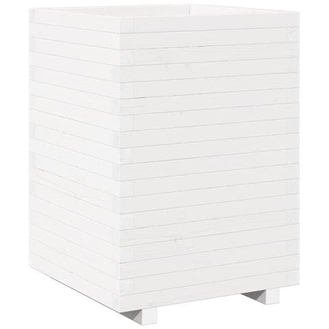 Fioriera da Giardino Bianca 50x50x72,5cm Legno Massello di Pino - Foto 1