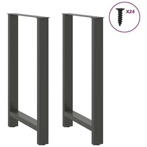 Gambe Per Tavolino Antracite 2 Pz 60x(100-101) Cm Acciaio - Foto 3