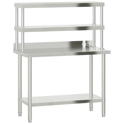 Tavolo Lavoro Cucina Con Ripiano 110x55x150 Cm Acciaio Inox - Foto 2