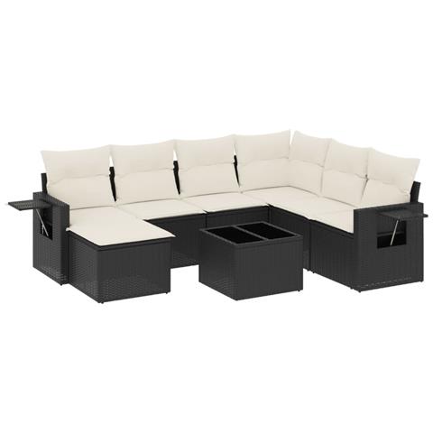 Set Divani Da Giardino Con Cuscini 8 Pz Nero In Polyrattan - Foto 2