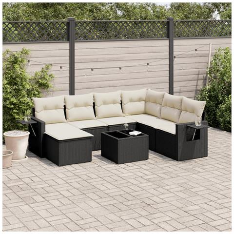 Set Divani Da Giardino Con Cuscini 8 Pz Nero In Polyrattan - Foto 1