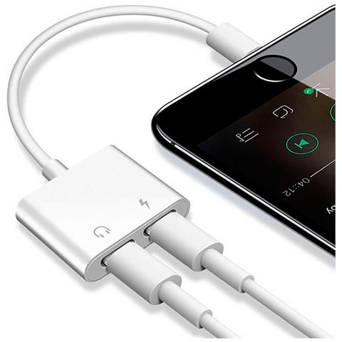 Adattatore Lightning A Doppio Lightning Per Caricare E Ascoltare Musica Contemporaneamente 122 Cm. Colore Bianco - Foto 2
