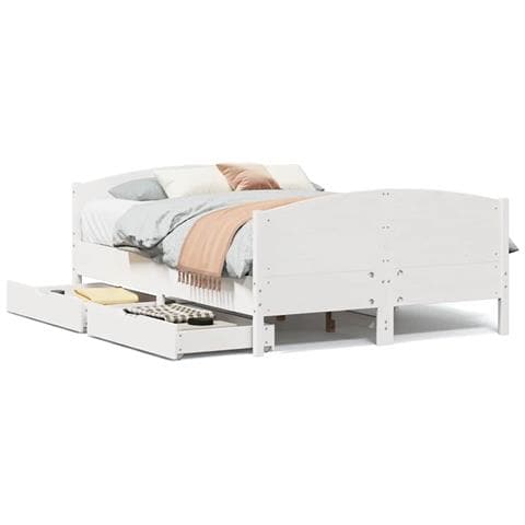Letto senza Materasso Bianco 120x190 cm Legno Massello di Pino - Foto 1