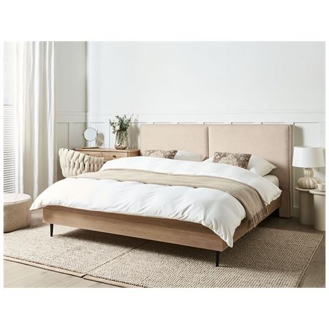 Letto Bouclé Izernore 180 X 200 Cm Beige - Foto 1