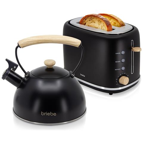 Skt1177blk Nordic Tostapane A Fessura Larga 2 Fette + Bollitore Induzione Con Fischio 2,3 L 870w Nero - Foto 1