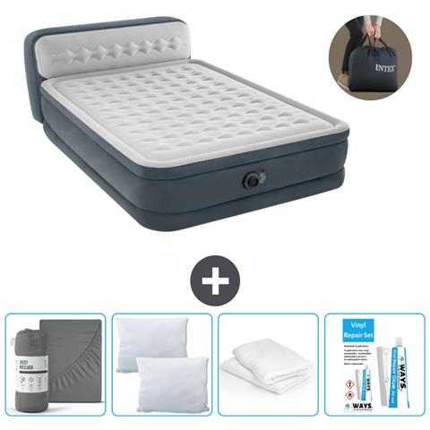 Set Materassino Gonfiabile - 236x152x86 Cm - Grigio - Include Accessori Coordinati Cb19 - Foto 1