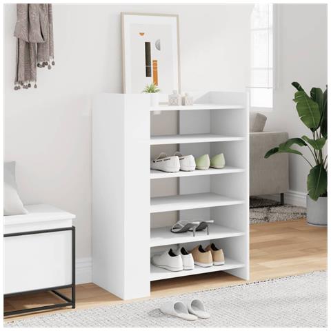 Lusso Casadino -  Scarpiera Bianca 74,5x37,5x100 Cm In Legno Multistrato - Foto 8