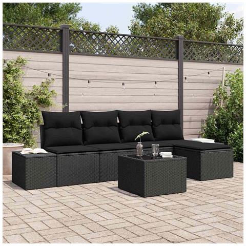 Set Divano da Giardino con Cuscini 6 Pezzi Beige Polirattan - Foto 2