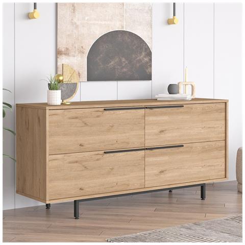 Abey Credenza A 4 Ante Con Finitura Legno E Metallo Nero 160x75cm - Foto 2