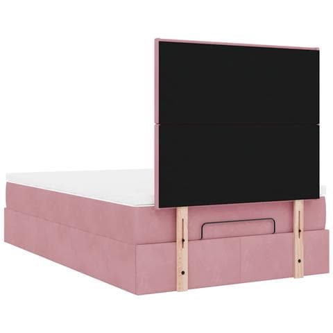 Struttura Letto Pouf con Materasso Rosa 120x200 cm Velluto - Foto 9