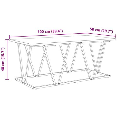 Tavolino da caffè in rovere affumicato 100x50x40 cm in legno ingegnerizzato e metallo - Foto 9