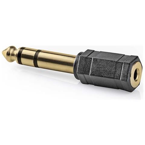 Adattatore Audio Diritto Da 6,35 Mm Maschio A 3,5 Mm Femmina, Nero / Oro - Foto 2