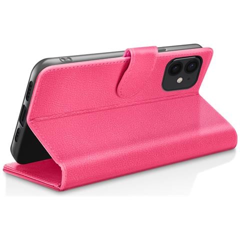 Custodia A Portafoglio Per Iphone 12 Mini Funzione Supporto E Linguetta Magnetica, Fucsia - Foto 2