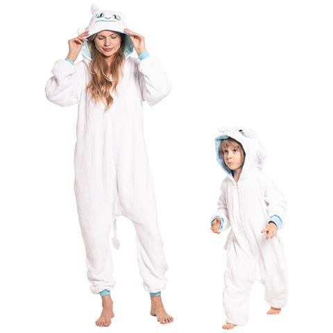 Pigiama Per Bambini Kigurumi Onesie Costume Drago Sdentato Bianco 115-125 - Foto 2