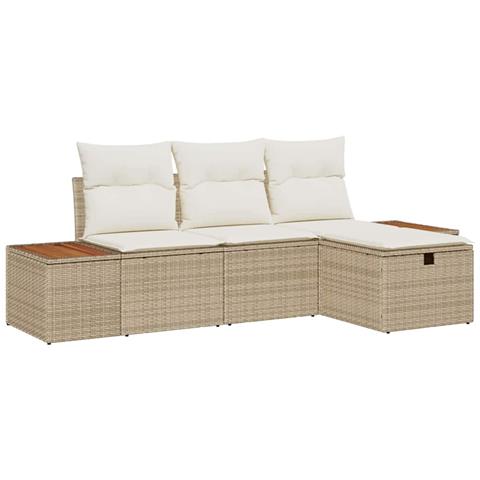 Set Divano da Giardino 4 pcs Beige 55 x 62 x 69 cm Poly Rattan - Foto 1