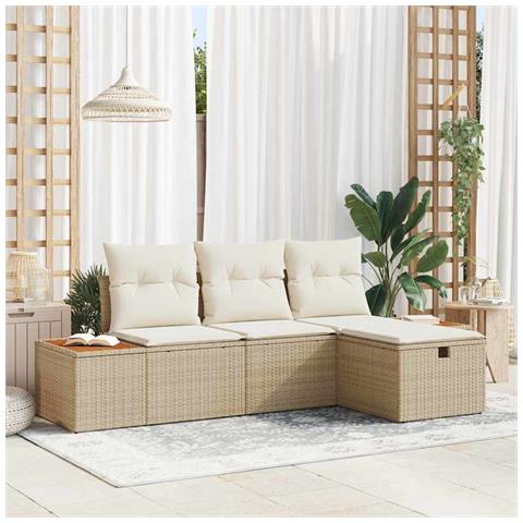Set Divano da Giardino 4 pcs Beige 55 x 62 x 69 cm Poly Rattan - Foto 2