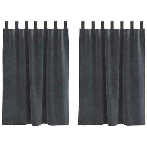 Tende con tende 2 pcs Grigio chiaro 140 x 140 cm Velluto - Foto 1