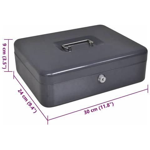 Scatola per Contanti con blocco Nero 30 x 24 x 9 cm Acciaio - Foto 5