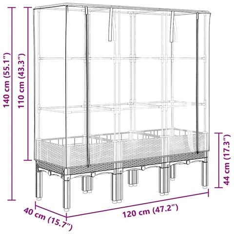 Letto Rialzato con Copertura Serra Effetto Rattan 120x40x140 cm - Foto 9