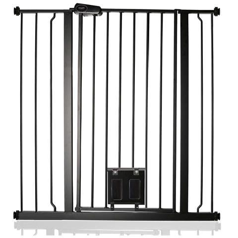 Bettacare Cancelletto Per Animali Con Gattaiola Bloccabile, 94.3cm - 101.9cm, Nero, Altezza Di 104cm - Foto 1