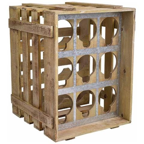 Cassetto Portabottiglie In Legno Marrone 33x32,5x43h - Foto 1