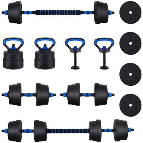 Set di Manubri 4-in-1 30kg Nero e Blu Cemento e sabbia di ferro - Foto 1