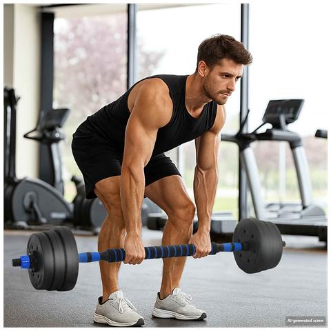 Set di Manubri 4-in-1 30kg Nero e Blu Cemento e sabbia di ferro - Foto 2