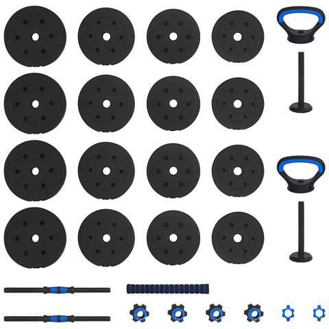 Set di Manubri 4-in-1 30kg Nero e Blu Cemento e sabbia di ferro - Foto 9