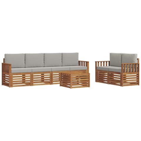 Set divani con cuscino 7 pcs Grigio Naturale e Chiaro - Foto 1