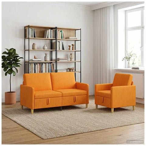 Set di Divani con Storage 2 pcs Giallo Scuro Poliestere - Foto 2