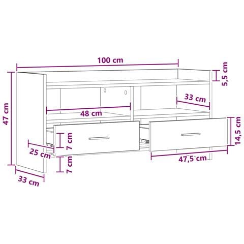 Mobile TV 100 x 33 x 47 cm Legno antico Legno ingegnerizzato - Foto 8